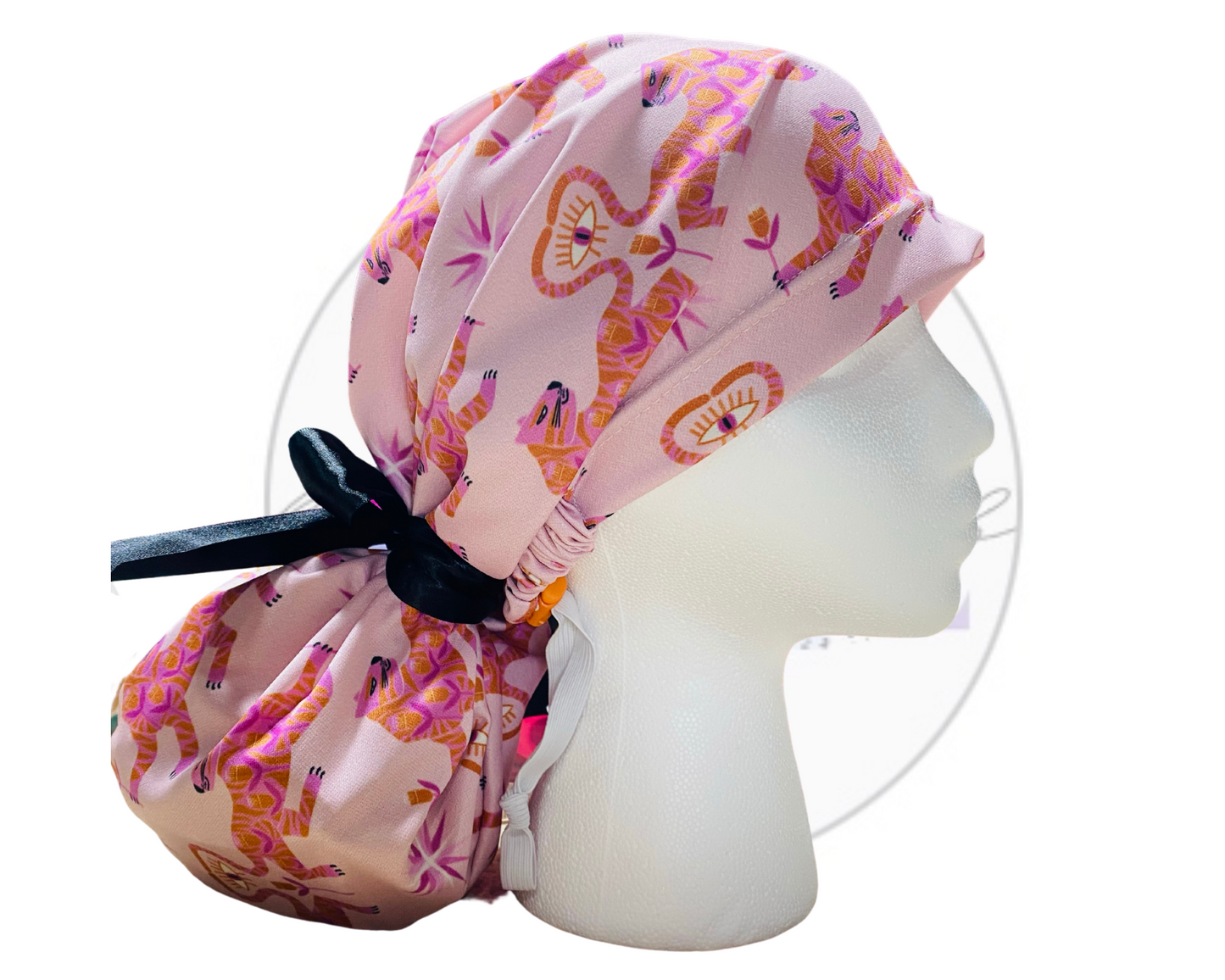 Big Bun Scrub Cap "Eye of the Tiger"