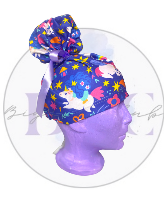 Big Bun Scrub Cap "Majestic AF"