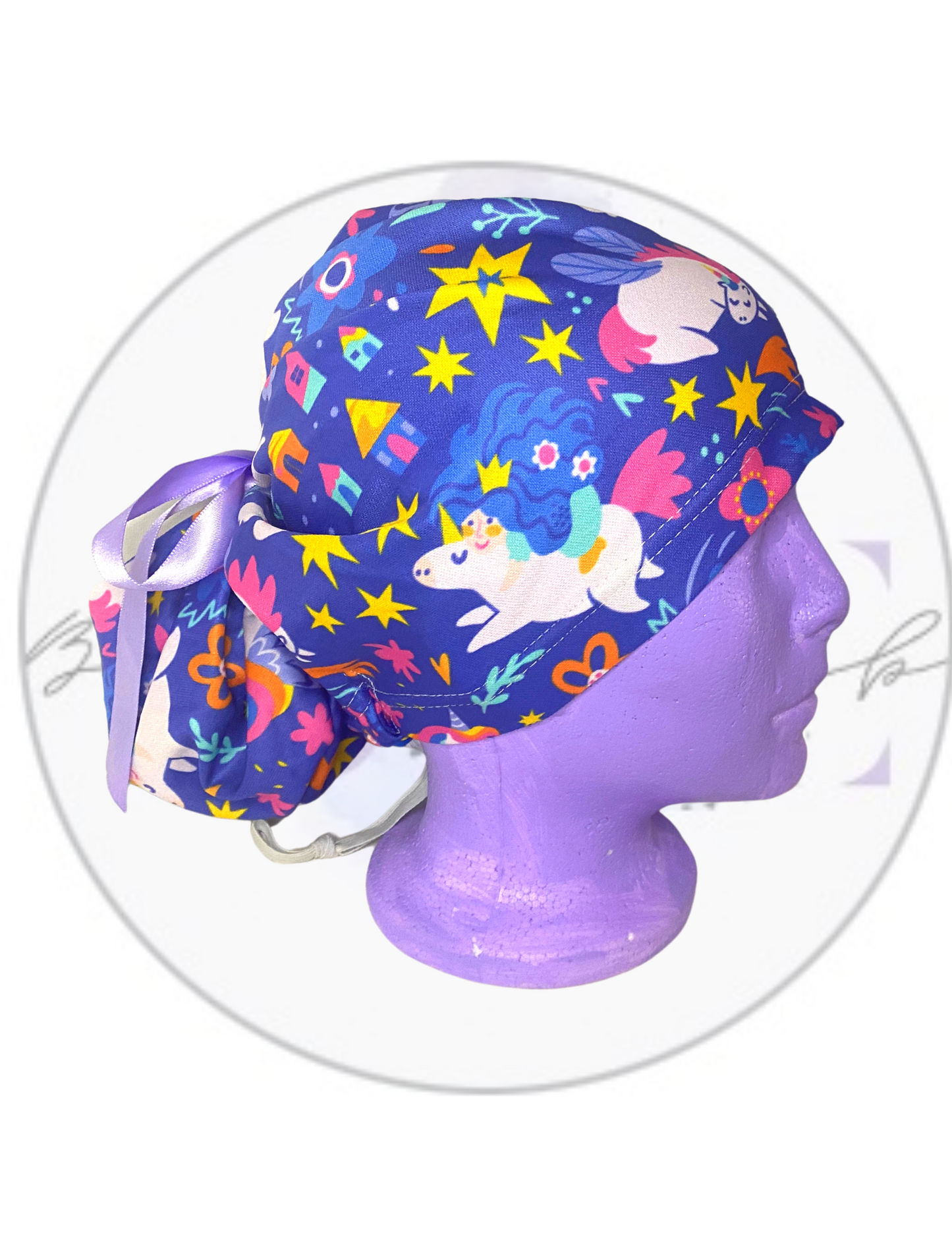 Big Bun Scrub Cap "Majestic AF"